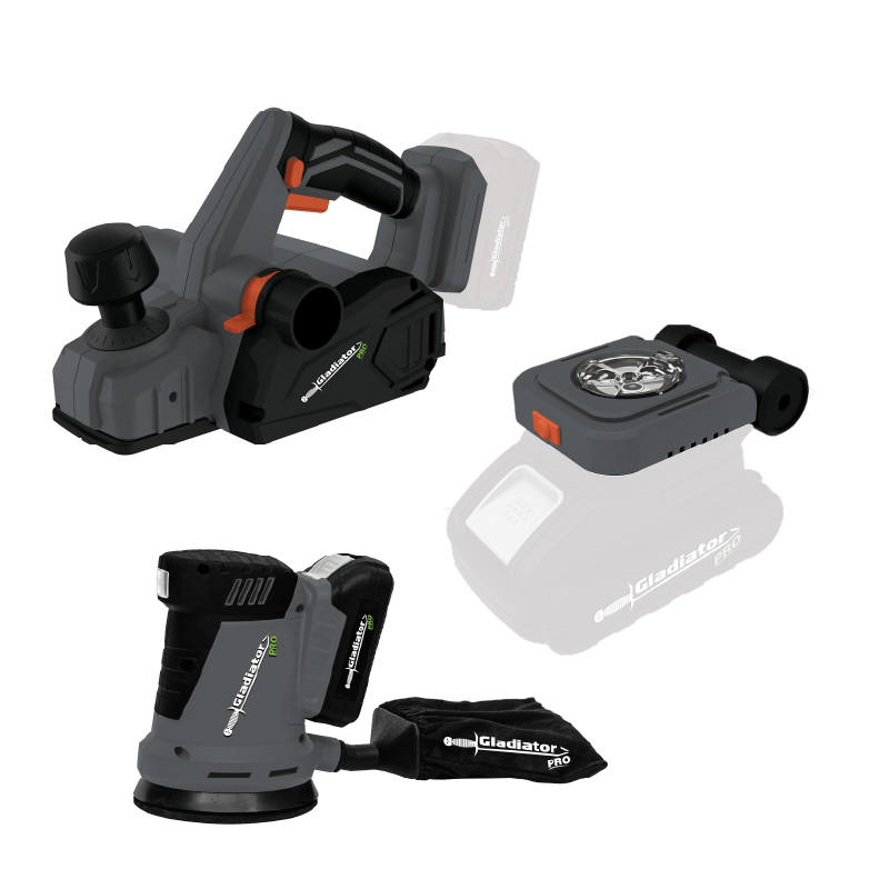 COMBO GARLOPA + LIJADORA ORBITAL + LINTERNA