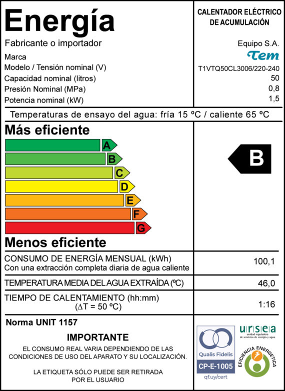 Termotanque TEM 50 Lts de acero T1VTQ50CL3006