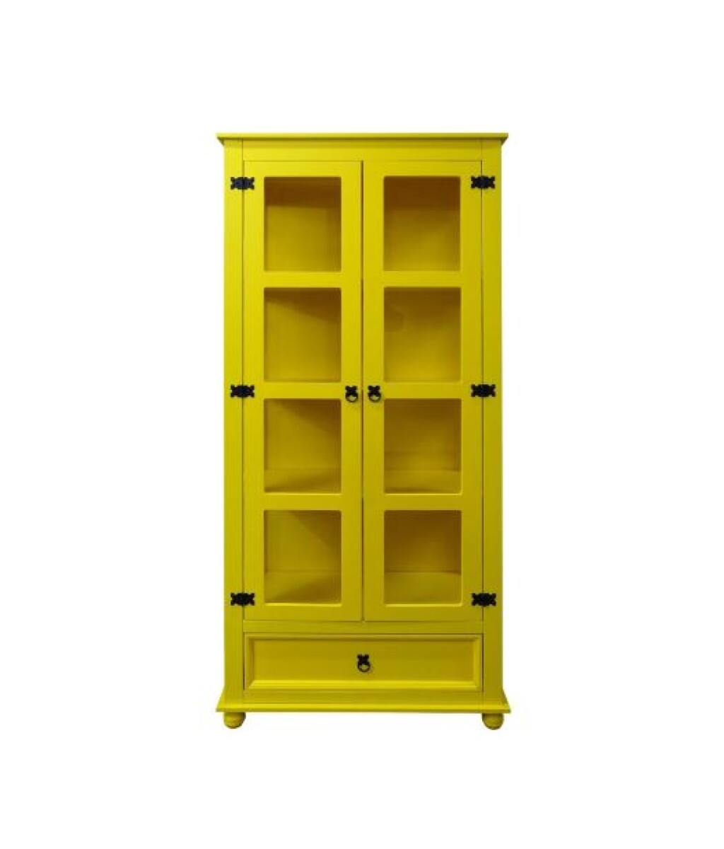 Biblioteca 8 Vidrios 1 Cajón UV Amarilla SMGB