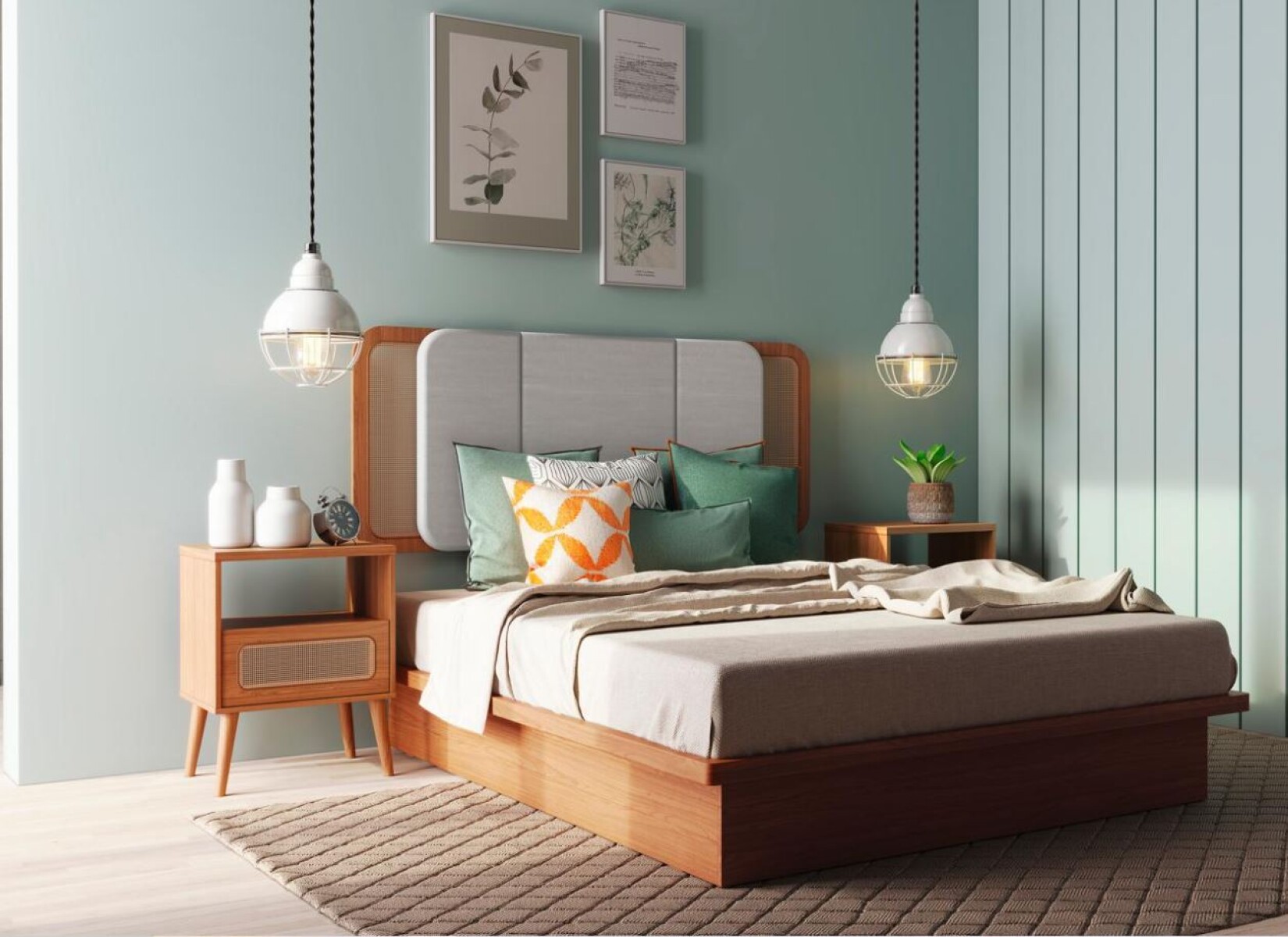 Mesa De Luz 1 Puerta Tela Sintética TW59 SMGB